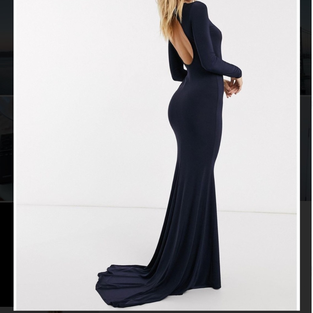 Club L Long Sleeve Backless Maxi Dress With Fishtail